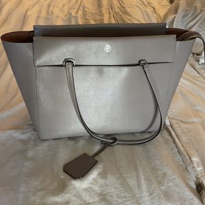 Tory Burch tote purse grey leather